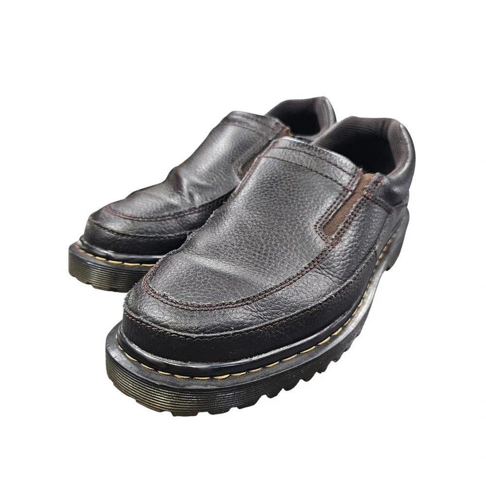 Dr. Martens Utah Brown Leather Slip On Loafers Men's 9 AirWair Lug‎ Sole Shoes